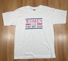 Bayside CrewNeck T-Shirt Mens L Large Women For Trump 2020 White Made in USA