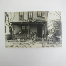 Real Photo Postcard RPPC 1913 Dayton Ohio Flood House Damage West Dayton Antique