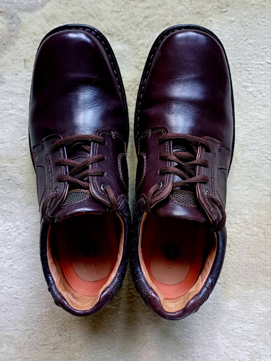 Clarks Unstructured Lace Up Mens Dark Brown Leather Shoes UK Size