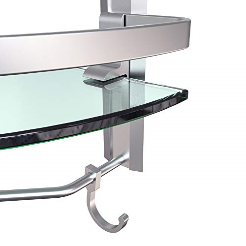 Vdomus Bathroom Tempered Glass Corner Shelf, 2 Tier Shower Shelve with