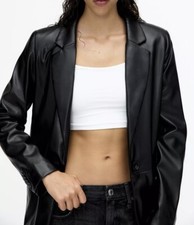 Stunning Women s Pull & Bear Biker Long Black...