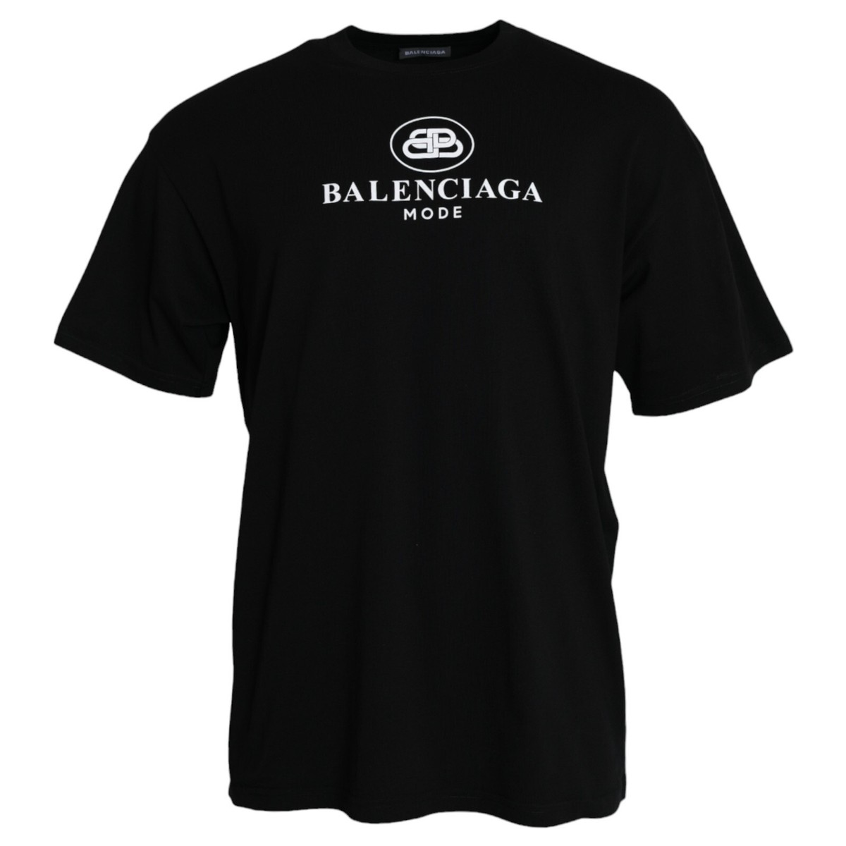 BALENCIAGA T-shirt Black Cotton Logo Print Crew Neck Short BALENCIAGA T-shirt Black Cotton Logo Print Crew Neck Short