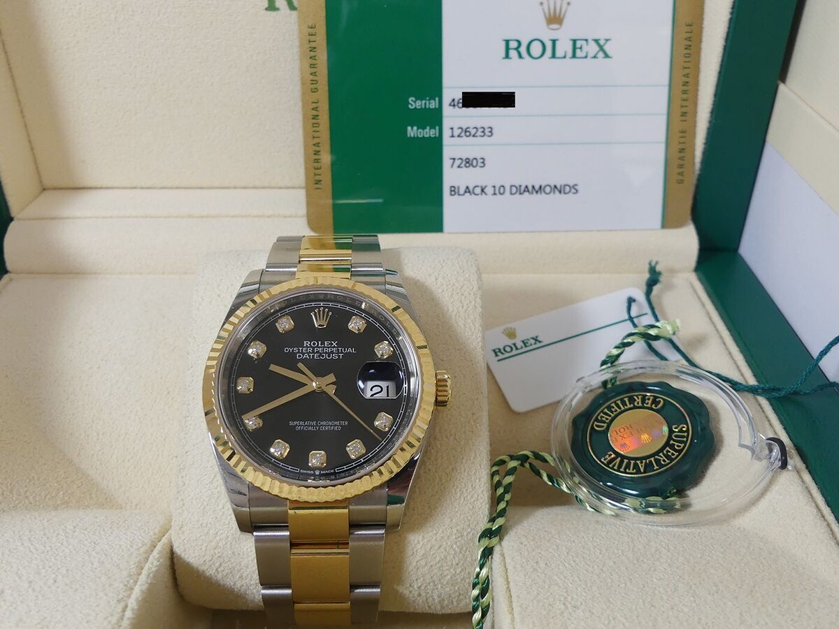 2019 Rolex men's SS/18K YG Datejust 36mm 126233 factory 2019 Rolex men's SS/18K YG Datejust 36mm 126233 factory