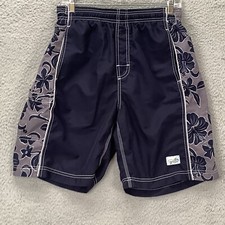 OP SPORT SWIM TRUNKS SHORTS Men's S Blue Hawaiian Print Lined Beach Board Surf