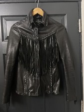All Saints Anny Black Leather Jacket Size Uk6, Us4, Eu34 Rrp £360