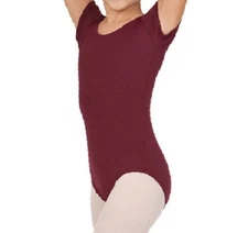 Mondor 496 Child's Medium (7-10) Burgundy Short Sleeve Leotard