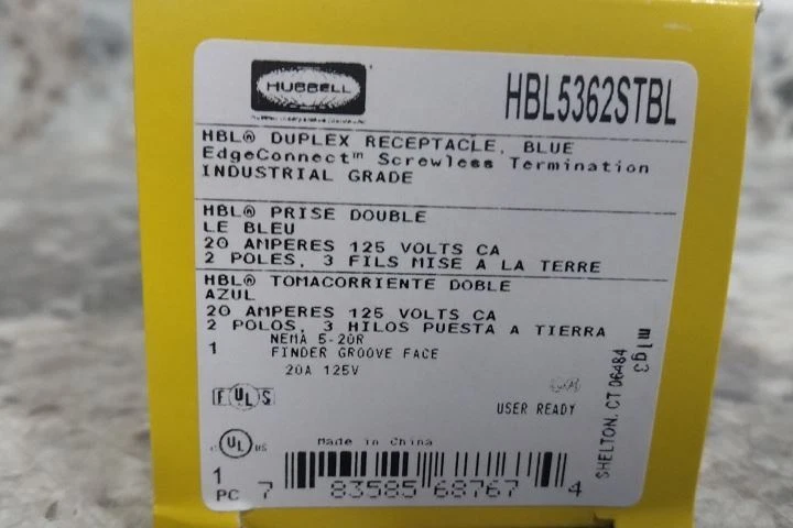 Hubbell HBL5362STBL 10 Pk 125VAC 20 A Current Rating 5-20R Receptacle - Image 2 of 4