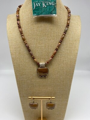Jay King DTR Mine Find Sterling Necklace Earrings Pendant Carnelian Agate Scroll