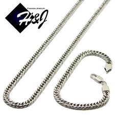 24"MEN's Stainless Steel 6mm Silver Cuban Curb Chain Necklace Bracelet SETS