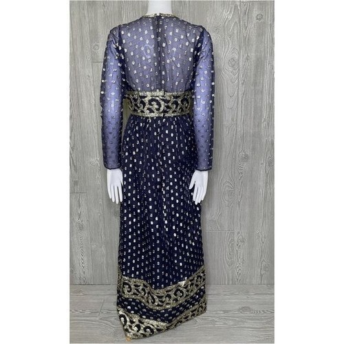 Vintage romantica by victor costs blue dress roman glitter gold detail Renaissan - Picture 7 of 8