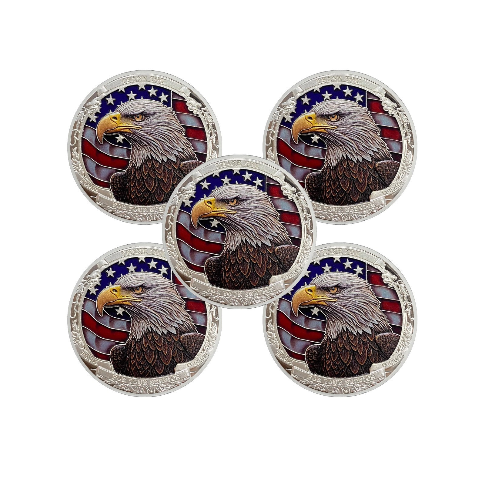 5pcs Military Challenge Coins Thank You for Your Service Coin Veterans Day Gifts-image