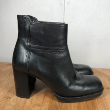 Coach and Four Boots Womens 9 M Retro Y2K Block Heel Career Ankle Shoes Black