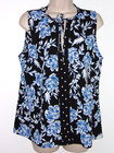 Lauren Ralph Lauren Womens Black Floral Crew Neck,Tie Neck Top Shirt Size - L