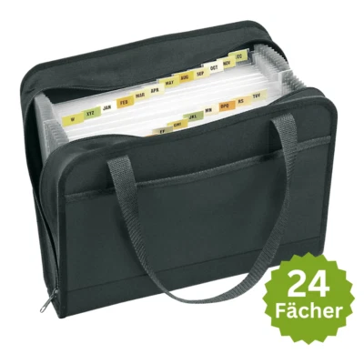 Veloflex Fächermappe Aktentasche A4 Office schwarz mit 24 Fächern für 500 Blatt