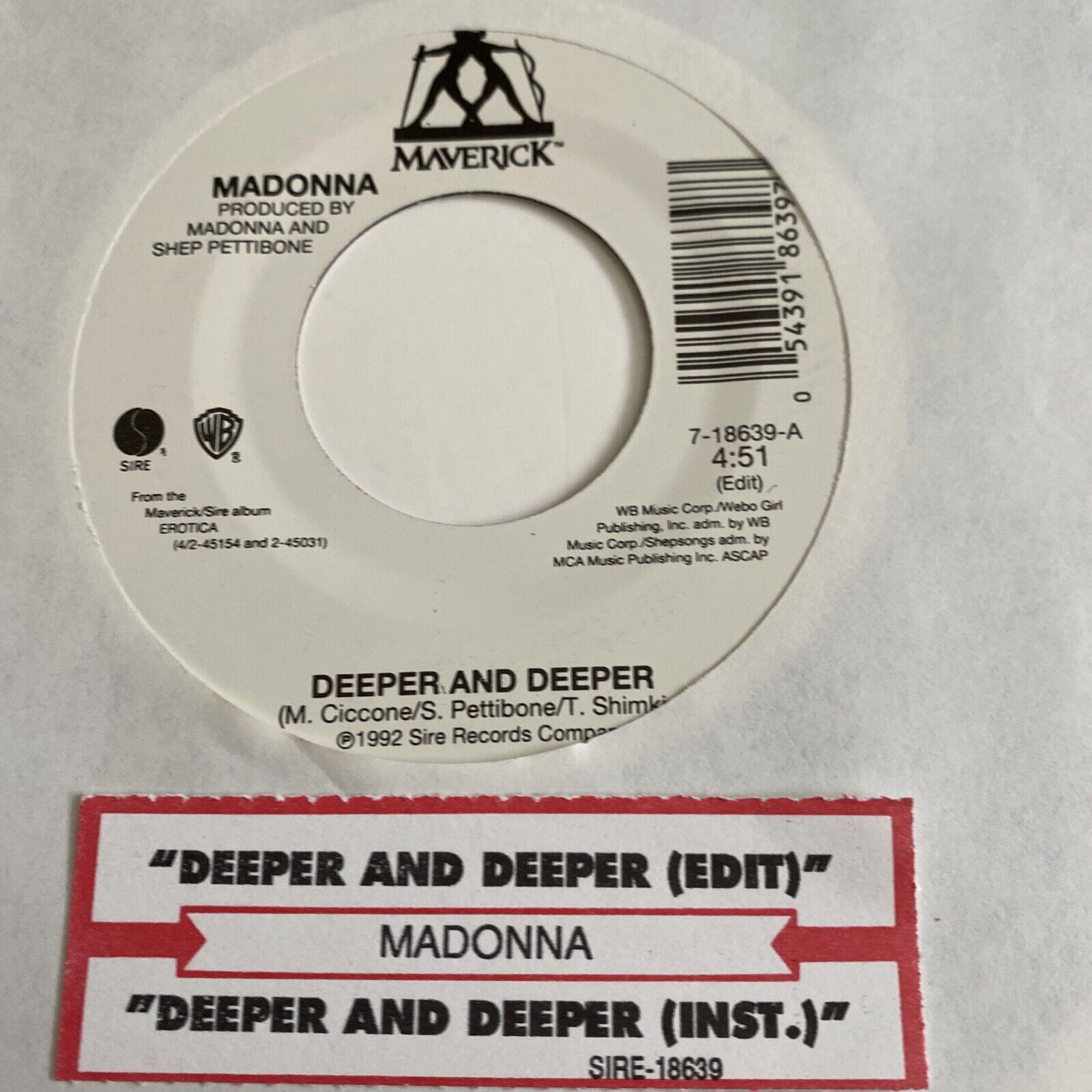 Madonna 45 Deeper and Deeper / (instrumental) NEW reissue unplayed pop