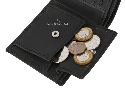 Men's Crazy Horse Leather Bifold Wallet Credit Card Coin Holder DAD GIFT WALLET - Picture 4 of 17