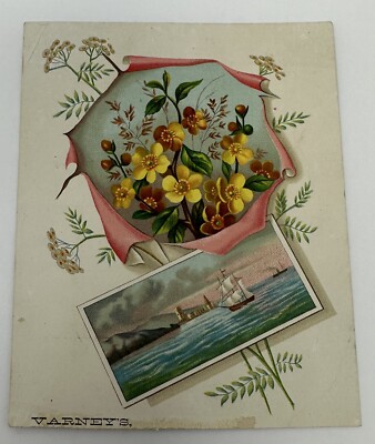 Victorian Trade Card Varneys Flowers and Ship