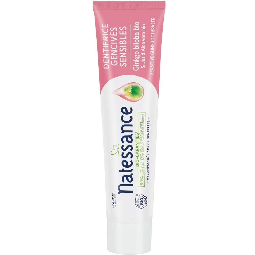 Soulager les gencives sensibles avec le dentifrice Natessance bio au Ginkgo biloba en lot de 3