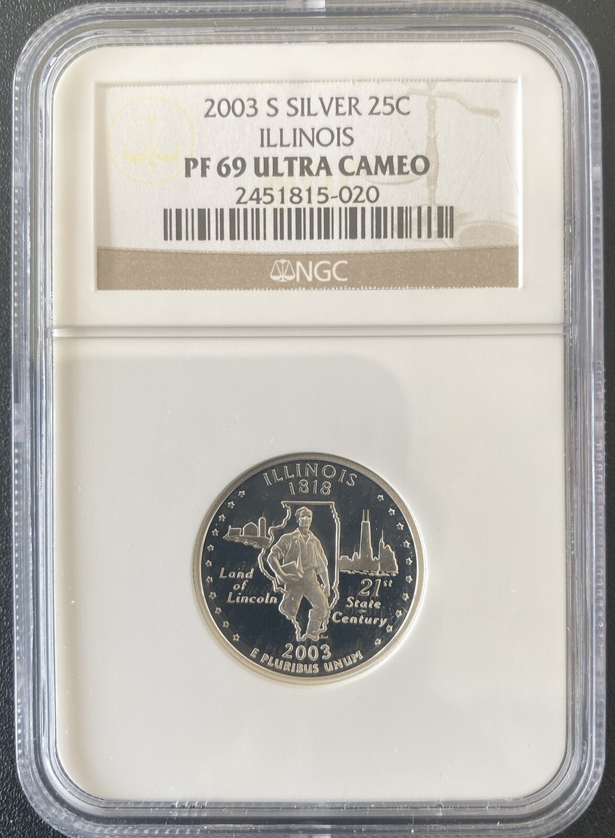 2003 S Silver 25c Illinois State Quarter NGC PF 69 Ultra Cameo