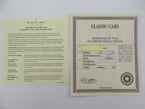 1955 Chevrolet Bel Air 1:24 Die-cast Car - Danbury Mint w/ Box & Paperwork - Picture 10 of 19
