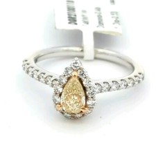 Video 14K White Gold Natural Yellow Canary Diamond   Engagement Ring Wedding