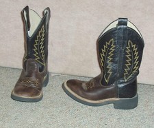 Youth leather upper brown/black OLD WEST cowboy western boots 1606 , size 105