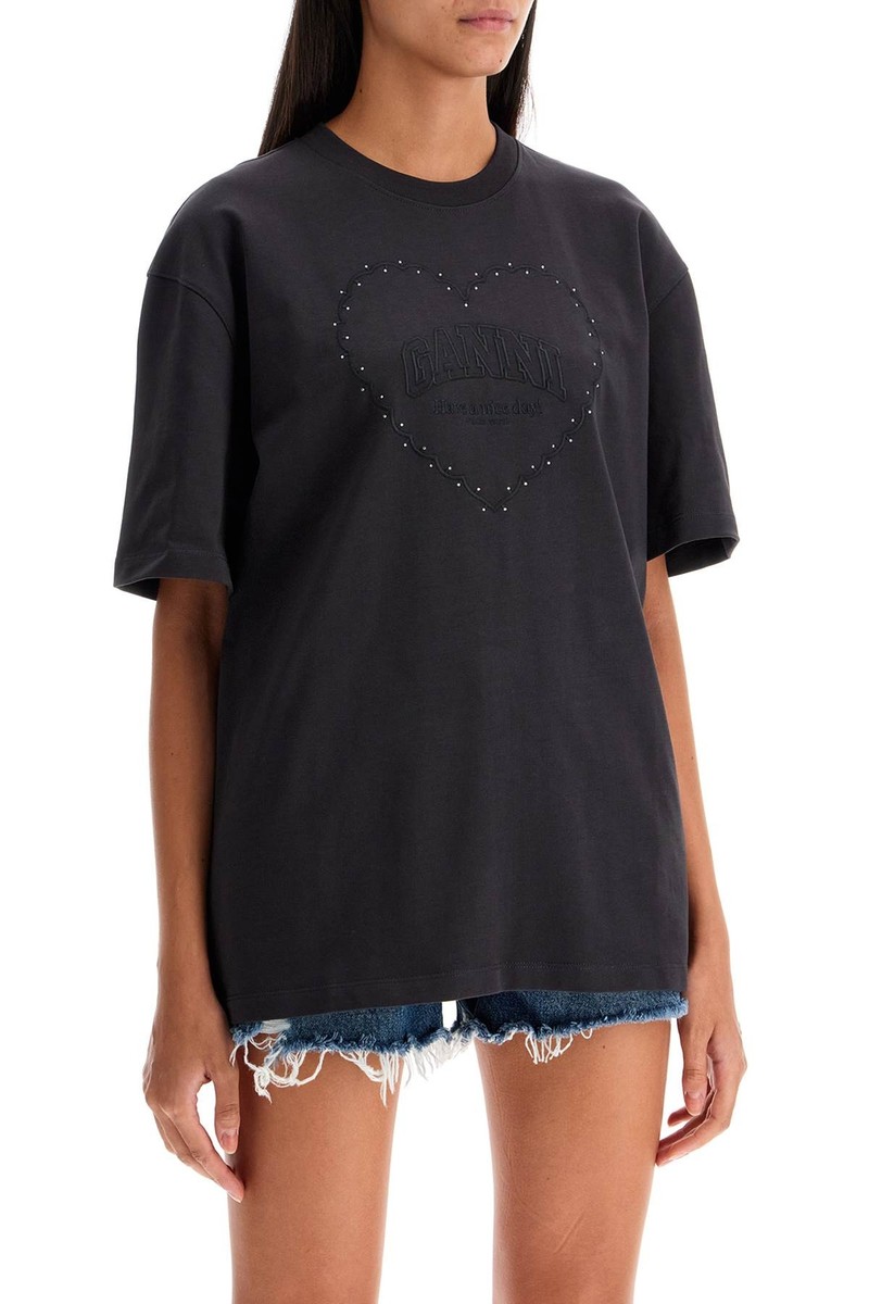 Oversized embroidered T-shirt GANNI Woman Tg. XS T4057 252