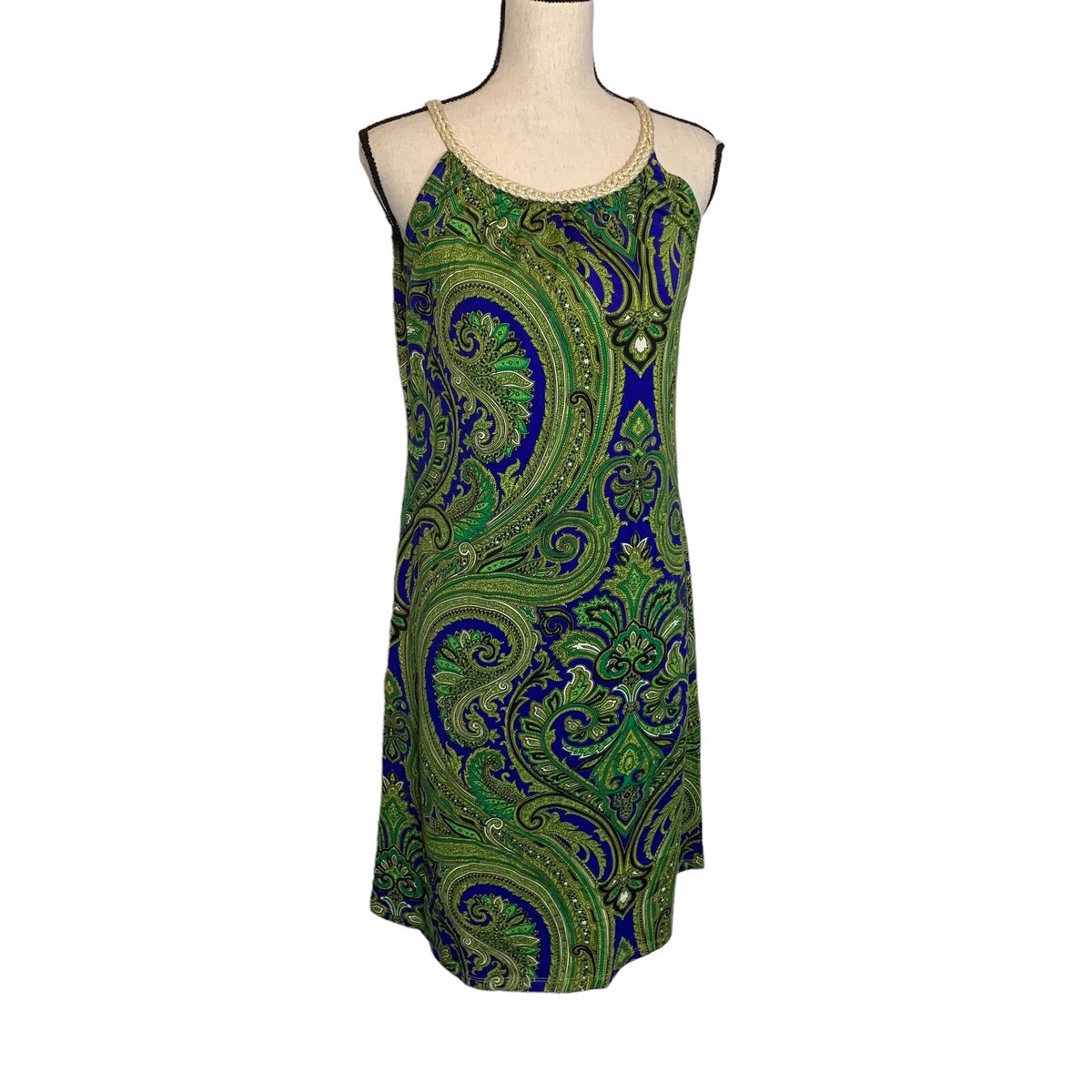 Lennie for Nina Leonard Dress Womens Large Sleeveless Braided Neckline Midi Lennie for Nina Leonard Dress Womens Large Sleeveless Braided Neckline Midi