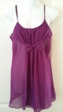 EUC FLORA Women's Chemise Nightgown Nightie Fuchsia Color Size Small Chiffon