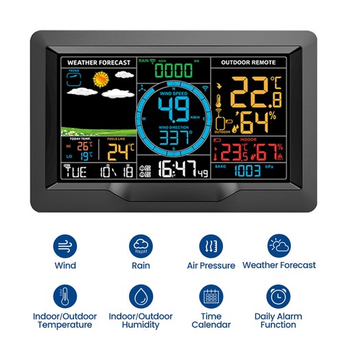 Wireless Weather Station Indoor Outdoor for Temperature Humidity Wind Speed O8A2 - Picture 2 of 9