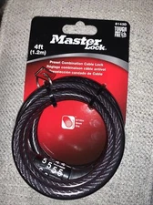 MASTER LOCK BIKE SECURITY COMBO LOCK BICYCLE 4 DIGIT CODE BLACK 4FT CABLE