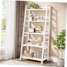 5-Tier Bookshelf Modern Bookcase, 5 Shelf Ladder Shelf Book Storage White