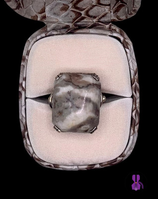 Art Déco Ring Silber 835 Gr. 55 Stein Statement Handarbeit Jaspis ? Schmuck