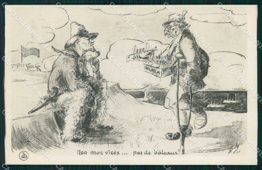 WWI WW1 Propaganda Francese Cowboy Americano R. Boby Cartolina XF9102