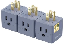 Cable Matters [UL Listed 3-Pack 3 Outlet Wall Adapter (Grounded Cube Tap, Outlet