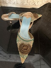     Super Elegant Fioni Beaded Mesh Slingback Heels with Pointed Toe 8.5 Formal