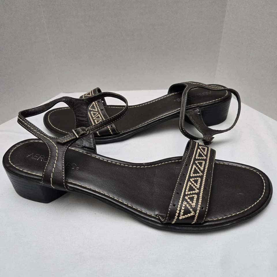 Aerosoles 3 Spice Cake Sandals Leather Embroidered Cut Out Detail Brown 9.5 Boho - Изображение 2 из 4