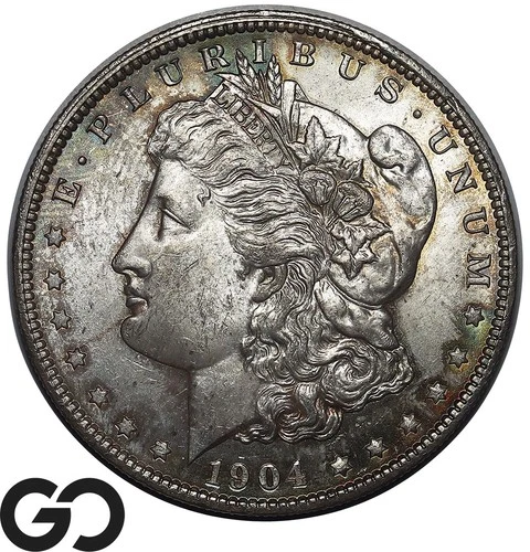 1904-O Morgan Silver Dollar Coin, Nice Tone, Choice BU++