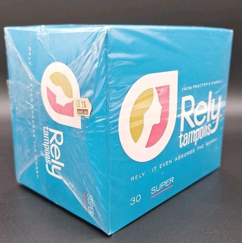 RARE Vintage Box 30 RELY Super Tampons SEALED Film Prop Collectible NOT FOR USE - Picture 3 of 10