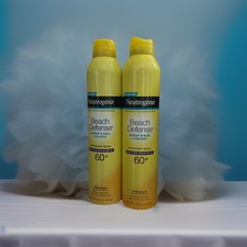 2 New Neutrogena SPF 60 Beach Defense Sunscreen Spray Lotion 8.5 Oz. Exp 11/25