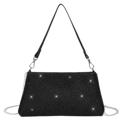  Bling Evening Clutch Bag for Women Lady Girl Bride Rhinestone Diamond Black