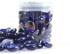 1 lb Royal Blue Glass Pebbles Glossy Round Stones for Aquarium Vase Decor