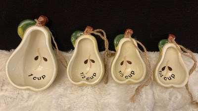 Ceramic Pear Measuring Cups 4pc Set |  Farmhouse Cottagecore Kitchen Fruit