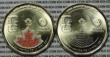 BU UNC 2x 2026 Canada FIFA World Cup coloured & plain $1 dollar coin mint roll