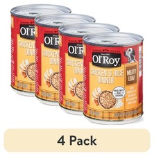  4 pack Ol' Roy Chicken  Rice Dinner Meaty Loaf Wet Dog Food, 13.2 oz Can