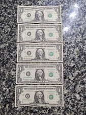 5 Banconote Consecutive Banconota Da 1 Dollari Americani USA 1981 Come nuove!