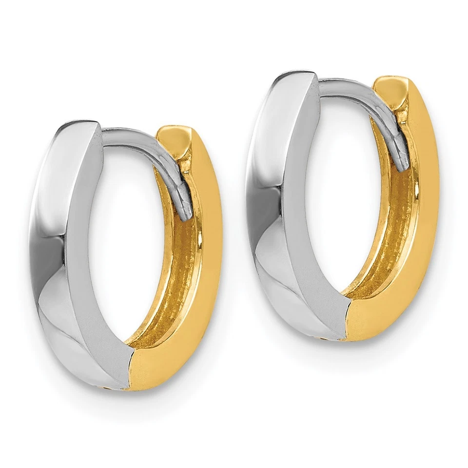 14k Two-Tone Gold 8mm Round Hinged Hoop Earrings - Image 2 of 4