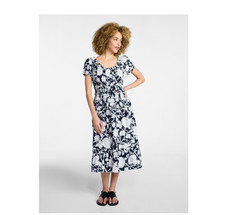 Time & Tru Women's Short Sleeve Peasant Cotton Panel Maxi Dress XS 0-2 Floral