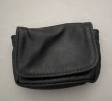 Black Leather Padded Camera Accessory Pouch/Case w/ Hook-and-Loop Closure