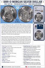 1899-O Morgan Dollar NGC MS 66  - Brilliant Satiny Luster